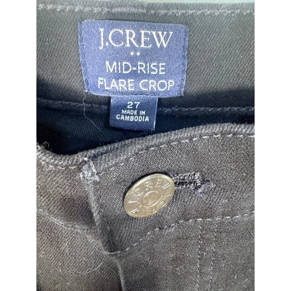 J.Crew‎ Mid-Rise Flare Crop Jeans Womens 27 Black Excellent Re-Imagined Denim